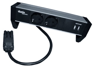 Ratio Electric - Bureau aansluitunit Pwrstrp Dsktp 2Xschk+Usba