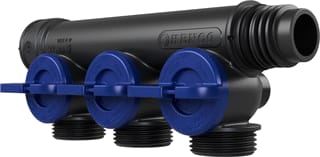 Henco - Pro-Flow CV/perslucht/tap/koelwater verdeler Manifold 3Xp Eucn. Blauw