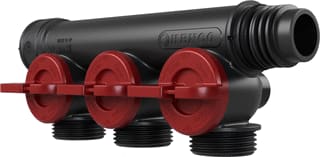 Henco - Pro-Flow CV/perslucht/tap/koelwater verdeler Manifold 3Xp Eucn. Rood