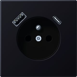 Jung - LS RANGE Wandcontactdoos (WCD schakelmat.) wcd pen+lad alu usb a+c