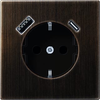 Jung - LS RANGE Wandcontactdoos (WCD schakelmat.) Wcd+Lad Messing Ant A+C