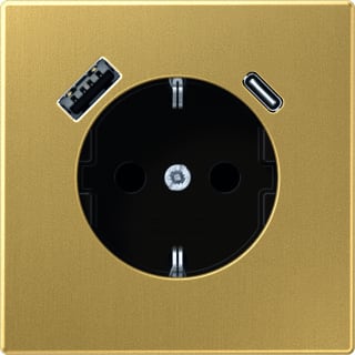 Jung - LS RANGE Wandcontactdoos (WCD schakelmat.) Wcd+Lad Messing Klas A+C