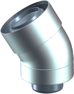Ubbink - Ubifit Push-Fit Concentr. RGA/LTV hulpstuk 2 aansl. Bocht 30Gr Pp/Ks 60/100 Wt