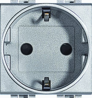 Bticino - LivingLight Wandcontactdoos (WCD schakelmat.) Wcd 2P+A Light Alu