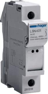 Hager - Houder voor cilindrische zekering Zekhdr L32 1P 25A 1Mod