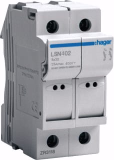 Hager - Houder voor cilindrische zekering Zekhdr L32 2P 25A 2Mod