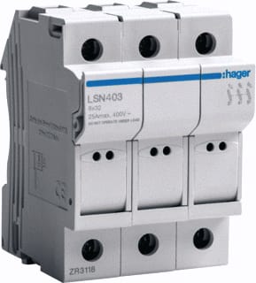Hager - Houder voor cilindrische zekering Zekhdr L32 3P 25A 3Mod