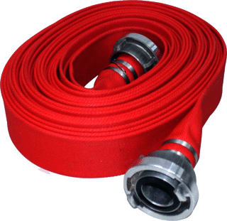 Ubel - Plat oprolbare brandslang met kopp. red 75mm 2xnok 89 l=20