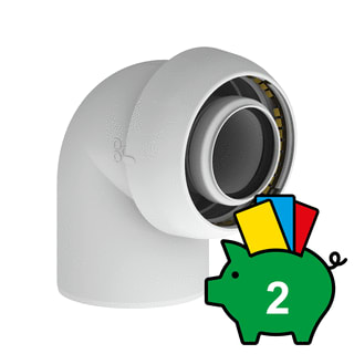 Burgerhout - EasySafe Concentr. RGA/LTV hulpstuk 2 aansl. Esfe Bocht Pp 60/100 90Gr