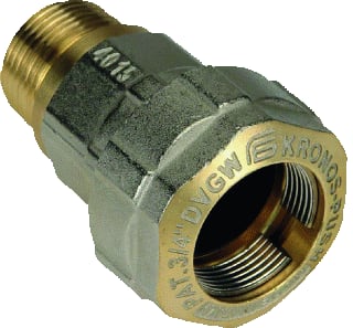 Ubel - Kronos Fitting met 2 aansluitingen Knel-Budr Kopp 11/2"