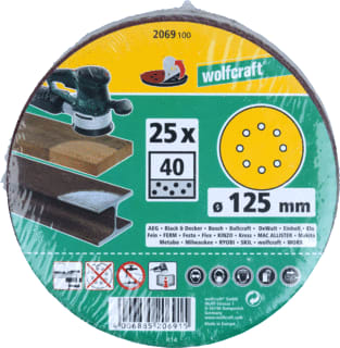 Wolfcraft - Schuurpapier/schuurlinnen hechtschuurschijvn 40 ds5