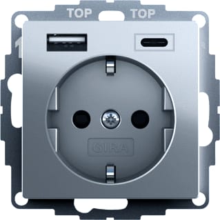 Gira - Wandcontactdoos (WCD schakelmat.) Wcd/Ra Usb 2V S55 Edel