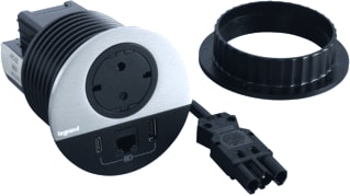 Legrand - Incara Bureau aansluitunit disq80 alu1 wcd+usb+rj45+