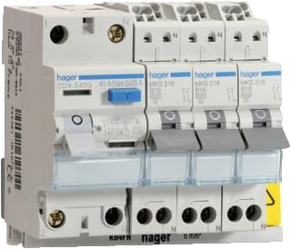 Hager - VISION Inbouwunit met installatieautomaten Comb.1Als 2P+3G.Vks03Combi