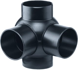 Akatherm - HDPE drainage Fitting met 4 aansluitingen tst 2v 88,5 90 110/110