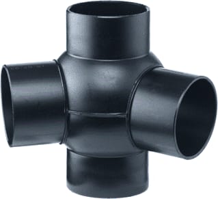 Akatherm - HDPE drainage Fitting met 4 aansluitingen tst 2v 88,5 135 110/50