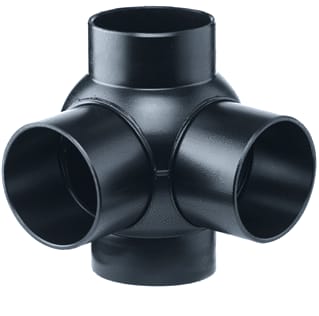 Akatherm - HDPE drainage Fitting met 4 aansluitingen tst 2v 88,5 90 125/125