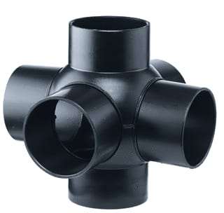 Akatherm - HDPE drainage Fitting met 6 aansluitingen pe t-stuk 4v 88,5 90 110