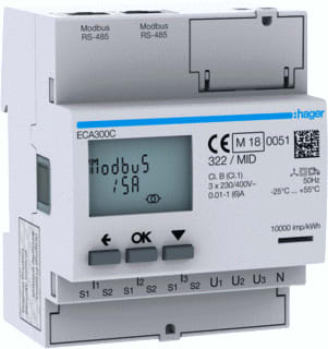 Hager - Elektriciteitsmeter 3F Ct 1A/5A Rj45