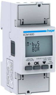 Hager - Elektriciteitsmeter 1F 80A 2-Mod Mbus