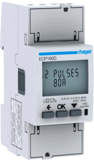 Hager - Elektriciteitsmeter Kwh Meter 1F 80A 2Mod