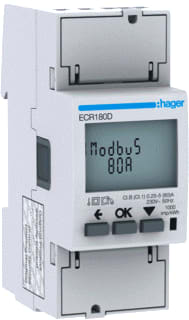 Hager - Elektriciteitsmeter 1F Dir 80A 2-Mod