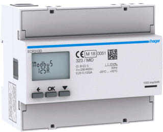Hager - Elektriciteitsmeter 3F Dir 125A 6-Mod