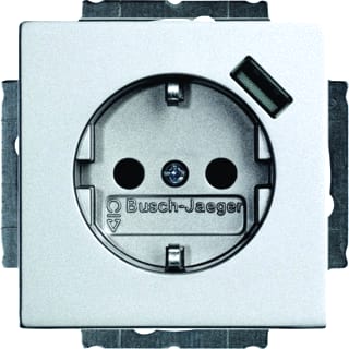 ABB Busch-Jaeger - Wandcontactdoos (WCD schakelmat.) wcd ra+usb voed alu