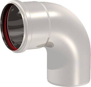 Burgerhout - RVS Enkelw. rookgashulpstuk 2 aansl. Bocht 90Gr 80Mm Glad