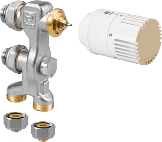 Jaga Konvektco - Pro Ventiel Rad.aansl.combi. m kraan+onderblok Aansl.Set Pro Vlr 16X2 Xd