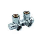 VASCO - ACCESSOIRES Aansluitmateriaal Rad.aansl.combi. m kraan+onderblok Square Conn Adpt Chr 50Mm