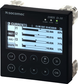 Socomec - Diris Digiware Display Multifunctionele paneelmeter D.Ware B30/I-45