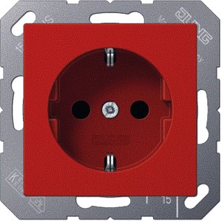 Jung - Wandcontactdoos (WCD schakelmat.) Wcd Ra 1-Vdg Rood As-Bf