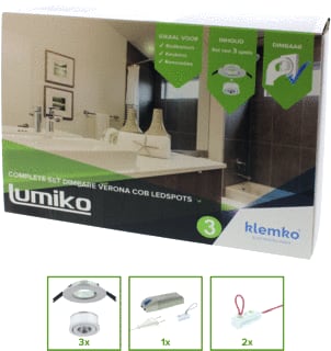 Lumiko - Verona Downlight/spot/schijnwerper Klem Verona-Cob-Kit3