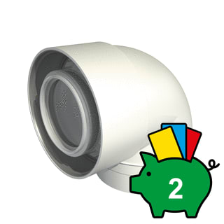 Ubbink - Ubifit Push-Fit Concentr. RGA/LTV hulpstuk 2 aansl. Bocht 87Gr Pp/Ks 60/100 Wt